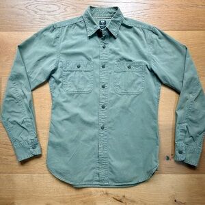 Uniqlo Twill Utility Button-Down Shirt Olive Green/Khaki Women's XXS EUC